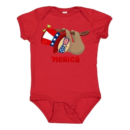

Inktastic Merica Patriotic Sloth Gift Baby Boy or Baby Girl Bodysuit