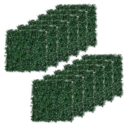 Artificial Grass Wall Panels 12-Piece, 20x20 inch - Dark Green Faux Hedge for Outdoor Privacy & Decor