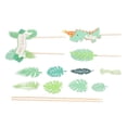 thumbnail image 3 of Juego de 4 adornos para tarta de dinosaurio, hoja de palma de dinosaurio verde, tarjeta inglesa de feliz cumpleaños, decoraciones para tarta de dinosaurio, decoración para fiesta, 3 of 5