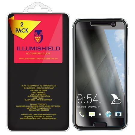 iLLumiShield Tempered Glass [2-Pack] Screen Protector Shield for HTC (Best Htc 10 Glass Screen Protector)