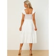 thumbnail image 3 of DARING DIVA Square Neck Boho Sleeveless Ruffle Tiered Smocked Sundress XS White, 3 of 6