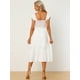 thumbnail image 3 of Vestido de verano fruncido Allegra K Cuello Cuadrado bohemio Sin Mangas blanco XL, 3 of 5