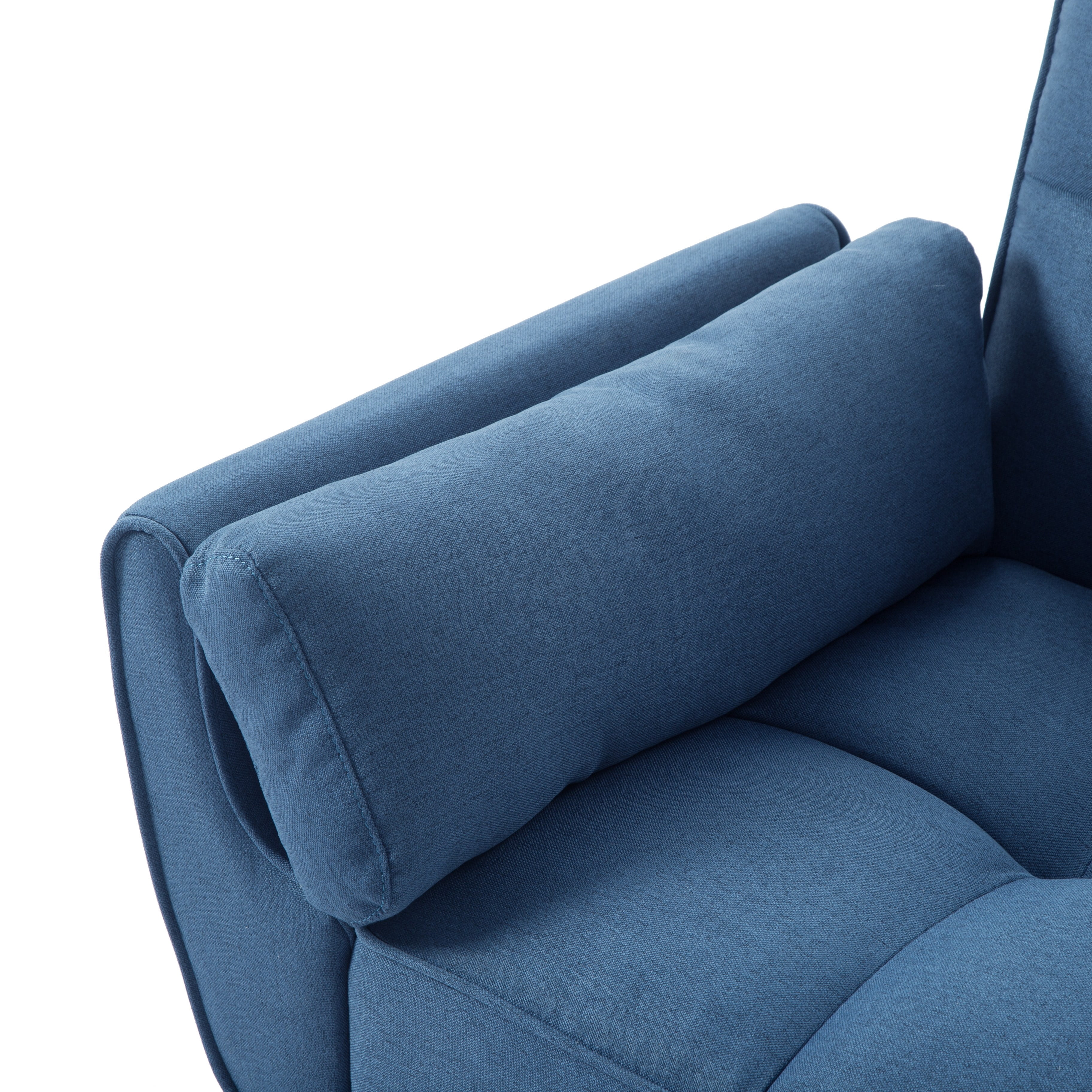 BSHTI 75.2" Linen Convertible Futon Sofa Bed with Split Back & 3-Position Adjustment, Tufted Design, Flared Arms, for Living Room & Guest Room,Blue