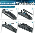 thumbnail image 3 of Yeahmol 24 in & 18 in Windshield Wiper Blades Fit For Mazda 6 2009 24"&18" Premium Hybrid Wiper Replacement For Car Front Window, Set of 2, J U HOOK Wiper Arm, YH5861BL, 3 of 7