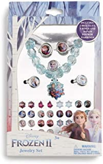 Disney Princess Frozen Olaf Girls Heart Necklace & Ring Set Sparkly Snowflakes 