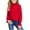 Red, variant on Girls Long Sleeve Knit Pullover Sweater with Ruffled Mock Neck and Ribbed Cuffs for Casual Wear Winter Fall Spring