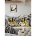 thumbnail image 3 of Outdoor Pillows Waterproof, Daisy Floral Bedding Throw Pillows with Insert for Couch Sofa Bed, Bee Gnomes Flowers Black White Plaid 16x16 Inch Pillowcases Decorative Camping Patio Pillow Set of 1, 3 of 8
