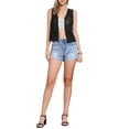 thumbnail image 2 of INSPIRE CHIC Women's Floral Crochet Hollow Out Sleeveless Open Front Vest Cardigan XL Black, 2 of 6