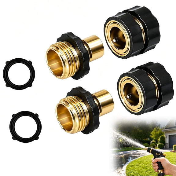 Yavnkory 3/4 Inch Garden Hose Quick Connect Fittings Male and Female Hose Connector Set Quick Release Water Hose Adapter for Sprinklers Pressure Washers Outdoor Use (2PC)