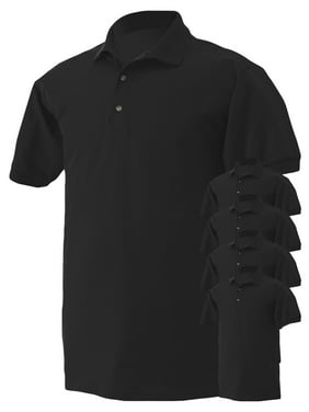 Gildan Mens Button-Down Polo Shirt, Pack of 5
