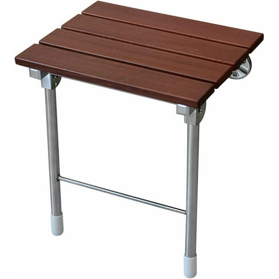 FETCOI Wall Mounted Wood Folding Shower Bath Seat Medical Bench Bathroom Stool, Shower Seat Bench Wooden for Senior, Handicap Disabled, Medical Use Foldable Bathroom Stool Foldaway Shower Chair