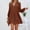 #1-Coffee, variant on Azrian Womens Plus Size,Women's Fashion Autumn Winter Solid Blouse V-Neck Button Long Sleeve Dress