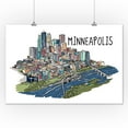 thumbnail image 3 of Minneapolis, Minnesota, Cityscape, Line Drawing (12x18 Wall Art Poster, Room Decor), 3 of 3