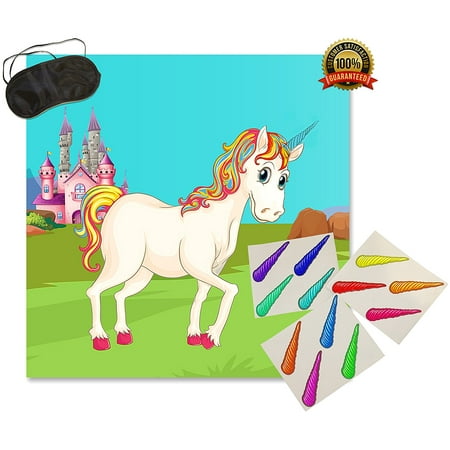 Pin the Horn on the Unicorn ‚Äì Fun Rainbow Kids Birthday Party Game with Extra Free Horns. Magical Party Supplies Perfect to Play with Family and Friends or use as Decoration (Birthday Plans For Best Friend)