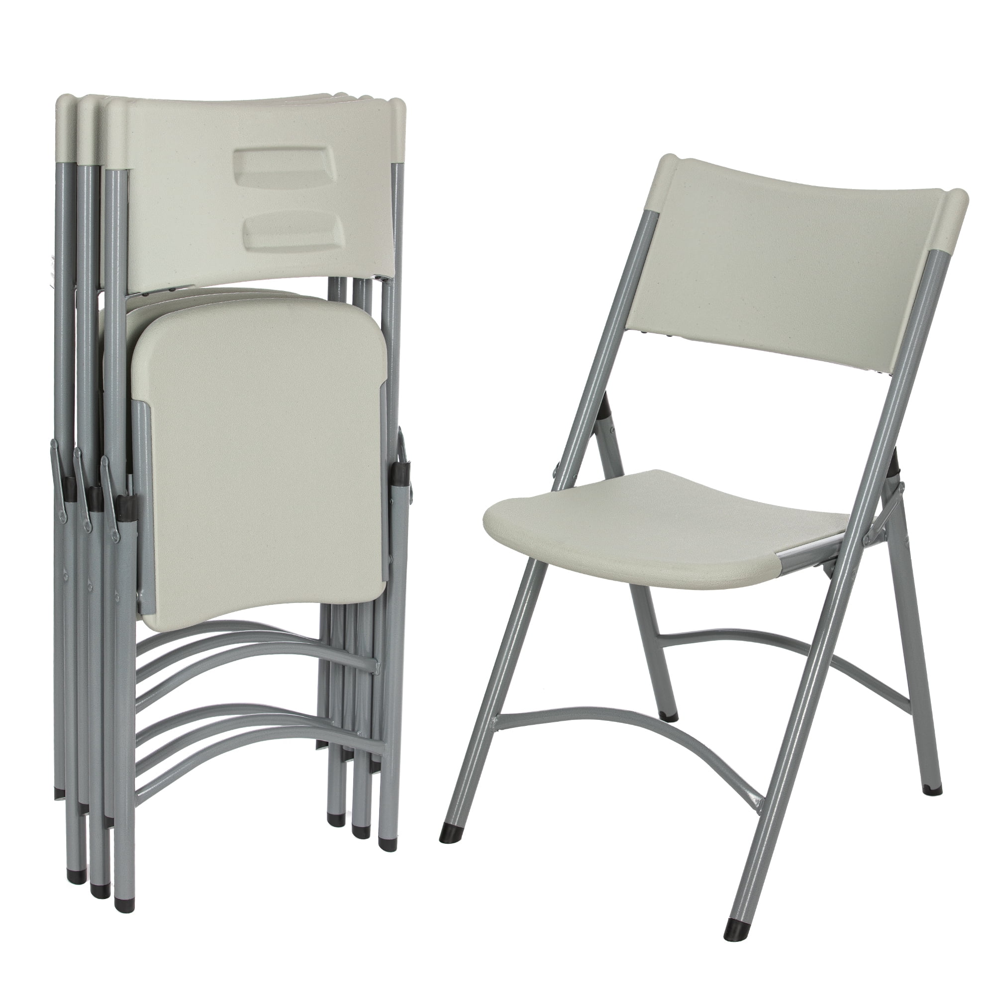 Hampden Furnishings Gwnyeth Collection Blow-Molded Plastic Folding Chair, Grey, Pack of 4
