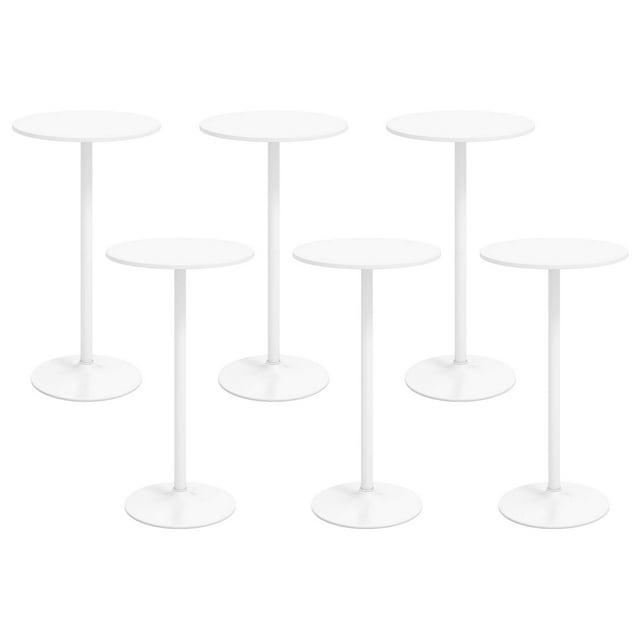 Gymax Ensemble de 6 Tables de Bar Rondes avec Hauteur Réglable et Base en Métal, Table de Cocktail Moderne