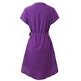 thumbnail image 5 of Robe Décontractée Unie à Manches Courtes Col en V pour Femmes - Coupe Ample pour Usage Quotidien, 5 of 5