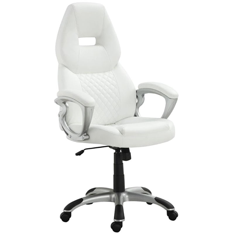 Bowery Hill Ergonomic Faux Leather, White Leather Chair