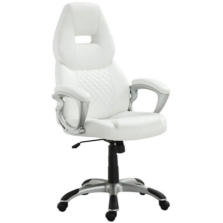 Bowery Hill Ergonomic Faux Leather Swivel Office Chair In White