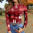 thumbnail image 6 of Christmas Shirts for Women Ribbed Knit Tops Graphic Merry Christmas Tree Print Fitted Long Sleeve Tee Top Fall Winter Trendy Clothes, 6 of 6