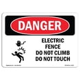 thumbnail image 1 of SignMission OS-DS-A-1218-L-2114 12 x 18 in. OSHA Danger Sign - Electric Fence Do Not Climb, 1 of 1