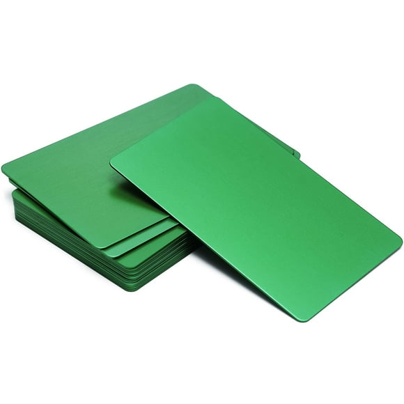 Cartes de Visite en Aluminium Épais Aluminium Anodisé 86 X 54 X 0.8mm 15 Pcs (Vert Foncé)