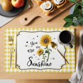 thumbnail image 2 of Sunflowers Placemats Set of 12, Yellow Floral Botanical Checkered Farmhouse Placemats for Dining Table, Place Mats for Kitchen Tabletop, Waterproof Wipeable Dining Table Mats Set, 2 of 9