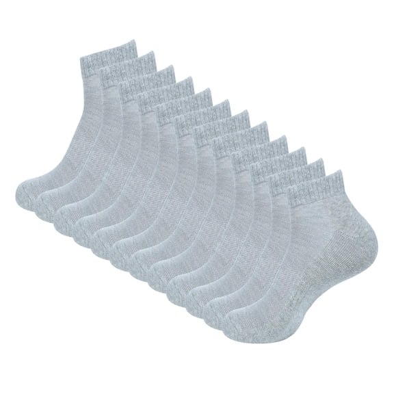 MANARC Men Women Cotton Ankle Socks Soft Comfortable Durable Breathable Reinforced Double Layer Cushioned Anti Slip Off with Ribbed Instep for A Firm Grip 6 Pack Grey.