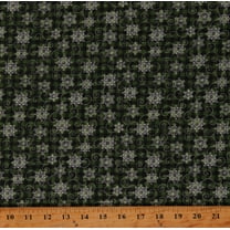 Cotton Joy of the Season Patterned Plaid Snowflakes Winter Christmas Dark Green Cotton Fabric Print by the Yard (13097-45)