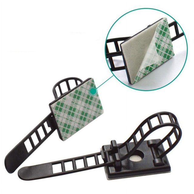 Soportes para Cables Ajustables Negros, 100 Piezas de Clips para Cables Bridas para Cables Ajustables, Clips para Cables Autoadhesivos 3M Clips para Bridas para Cables