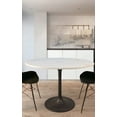 thumbnail image 4 of HomeRoots 517851 40 in. Rounded Marble & Iron Pedestal Base Dining Table, White & Black, 4 of 4