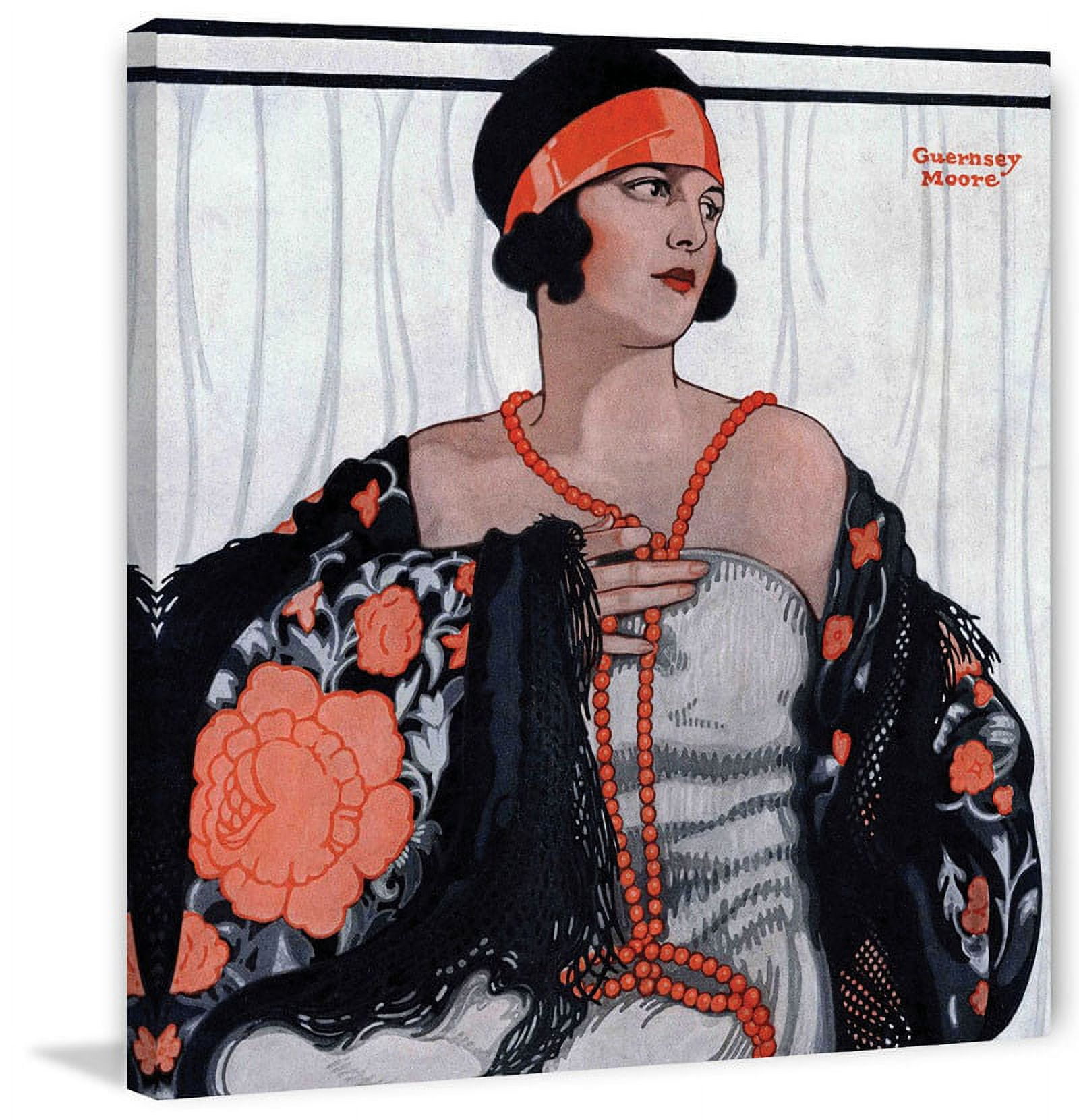 Marmont Hill "Flapper in Shawl and Beads" by Guernsey Moore Painting Print on Canvas