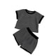 thumbnail image 1 of Estilo de Verano Conjunto de Niños de Verano Color Sólido Raya Pantalones Cortos Casuales de Dos Piezas de Punto de Manga Corta Vestido de Verano Corto, 1 of 7