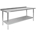 thumbnail image 2 of BizChair Stainless Steel 18 Gauge Work Table with 1.5" Backsplash and Undershelf - NSF Certified - 72" W x 30" D x 36" H, 2 of 11
