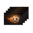 thumbnail image 4 of MKHERT Sports Decor Soccer Ball Burning in Fire Placemats Table Mats for Dining Room Kitchen Table Decoration 12x18 inch,Set of 4, 4 of 4