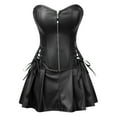 thumbnail image 4 of APEXFWDT Women's Punk Rock Faux Leather Corset with Skirt Retro Waist Cincher Bustier Steampunk Goth Overbust Waist Cincher, 4 of 6