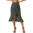 thumbnail image 1 of Falda Floral INSPIRE CHIC para Mujeres, Falda Midi Asimétrica con Cuerda Lateral, Color Negro M, 1 of 6