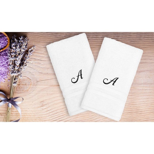 Linum Home Textiles Denzi Hand Towels With Single Letter Script