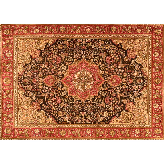 Ahgly Company Indoor Rectangle Medallion Orange Traditional Area Rugs, 2' x 5'
