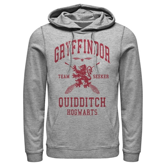 Men's Harry Potter Gryffindor Quidditch Team Seeker Pull Over Hoodie Athletic Heather Small
