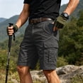 thumbnail image 6 of Men's Lightweight 5 Inch Inseam Cargo Shorts, Multi-Pocket Breathable Summer Hiking Work Shorts, Elastic Drawstring Waist Relaxed Fit Outdoor Casual Design, 6 of 8