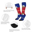 thumbnail image 4 of Women's Knee High Socks Haitian Flag Pattern Thermal Soft Knee Long Socks, 4 of 7