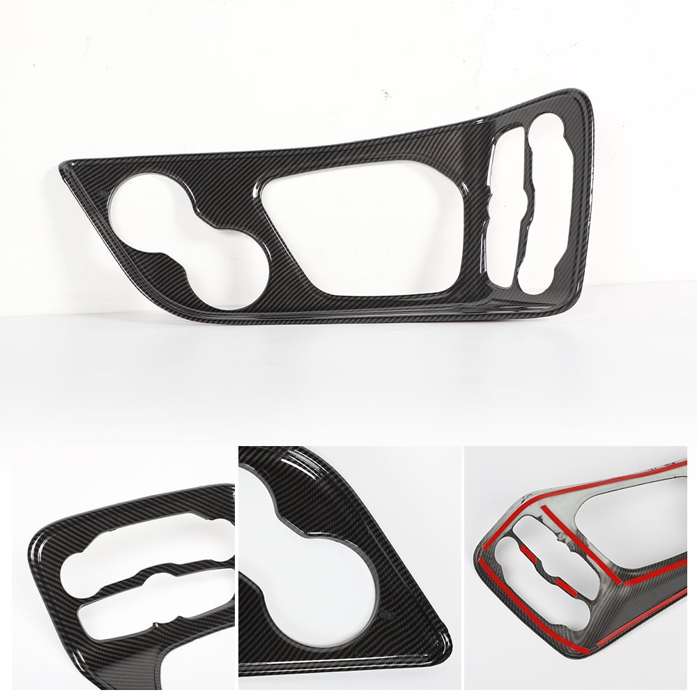 CheroCar Car Gear Shift Panel Trim Cover Carbon Fiber for Dodge Challenger 2015-2023 Black