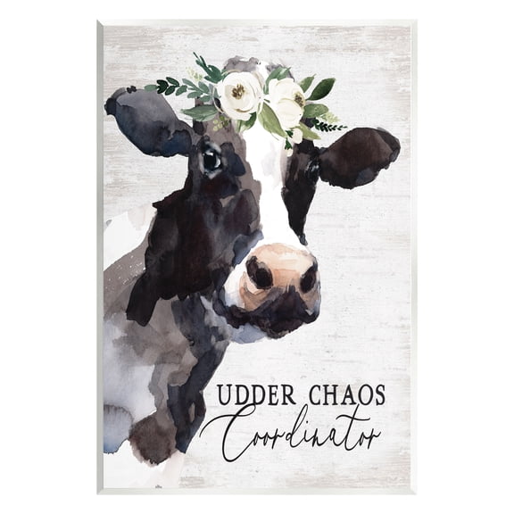 Stupell Industries Udder Chaos Coordinator Phrase Animals & Insects Painting Unframed Art Print Wall Art, 10 x 15