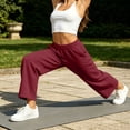 thumbnail image 6 of Guluxicc Women's Pants with Pockets Elastic Waist Loose Long Wide Leg Trousers for Everyday Outdoor Jogging Wear, 6 of 9