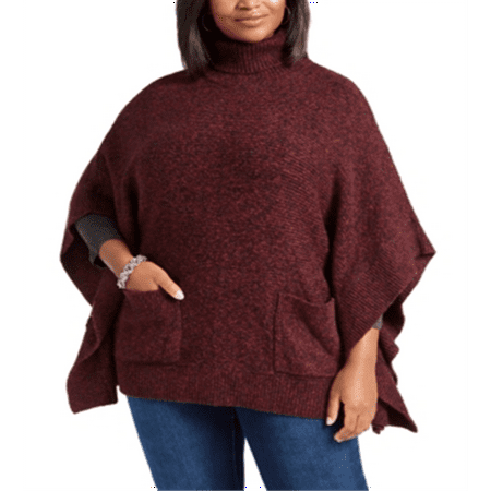 Michael Kors Women's Plus Turtleneck Poncho Red Size 2X