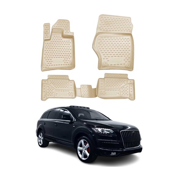 OMAC Floor Mats Liner for Audi Q7 2007-2015 Beige TPE All-Weather 4 Pcs