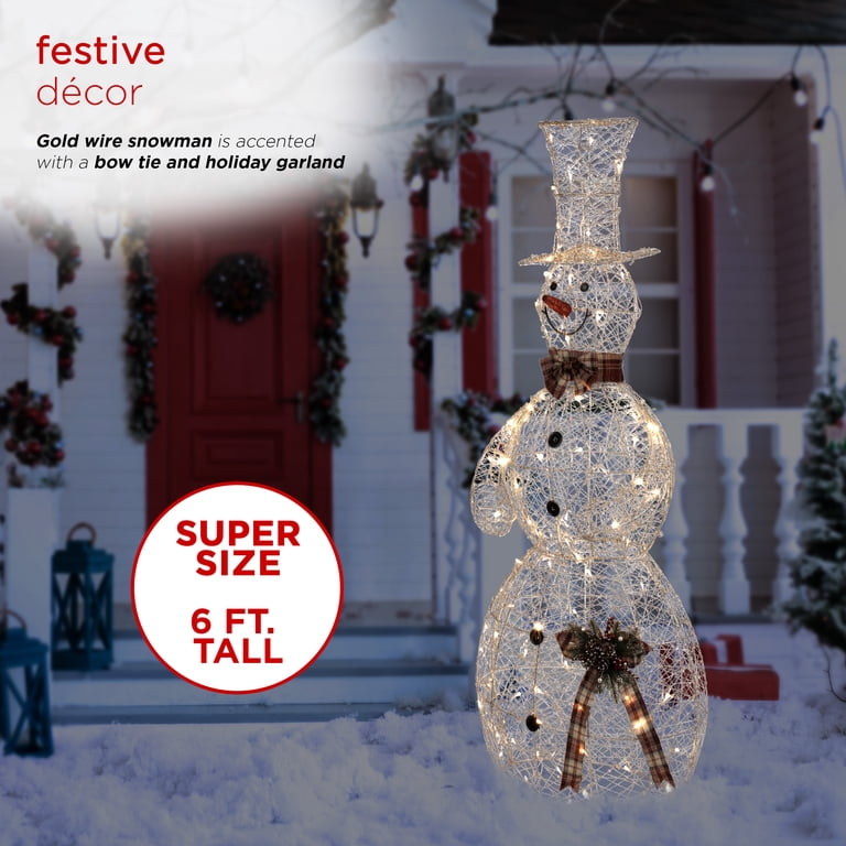 Alpine Corporation Large Gold Wire Snowman, 28