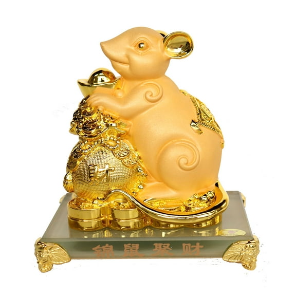 Chinese Zodiac Rat Statue with Money Bag