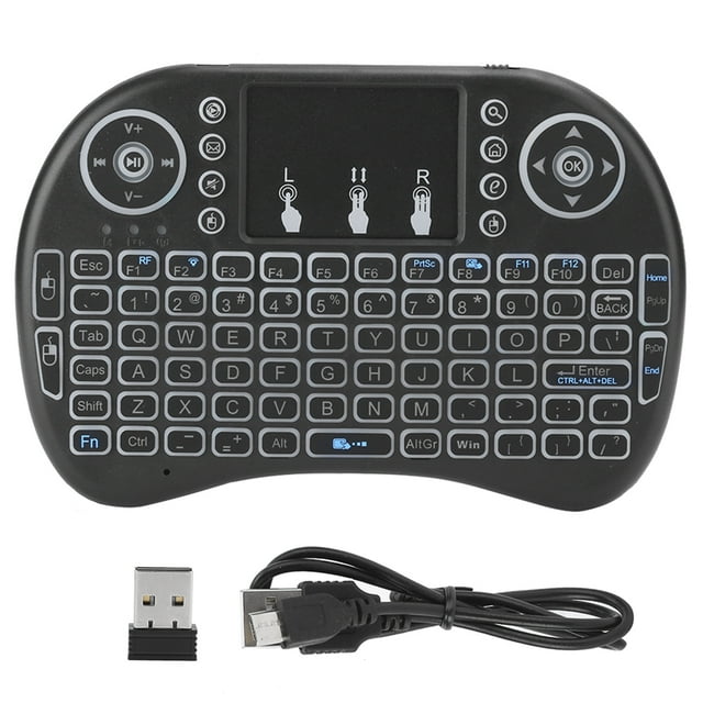 Mini teclado inalámbrico Flymouse 2,4G con retroiluminación de siete colores RGB pequeño con panel táctil